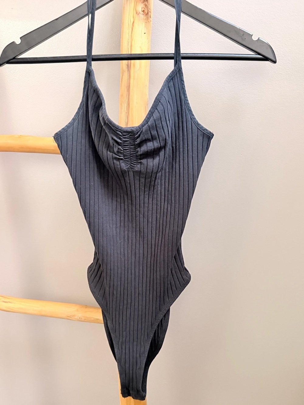 Zara high cut ribbed bodysuit